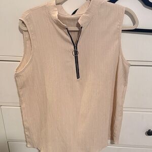 Tan top with zipper